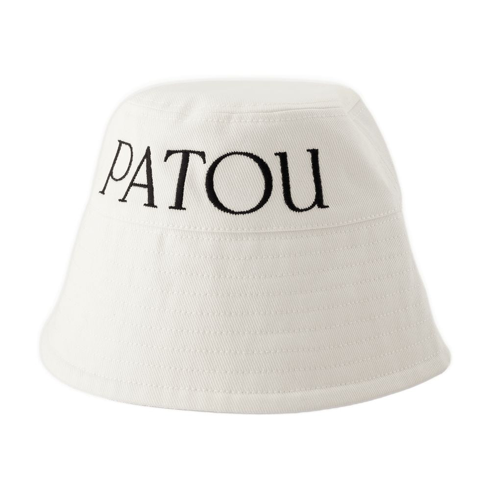 Patou AC0270132001W Logo-Embroidered Cotton Bucket Hat — White