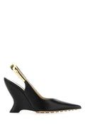 Bottega Veneta Sculptural Wedge Slingback Heel — Black