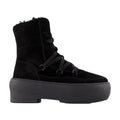 Gia Borghini Shearling-Lined Lace-Up Ankle Boot — Black