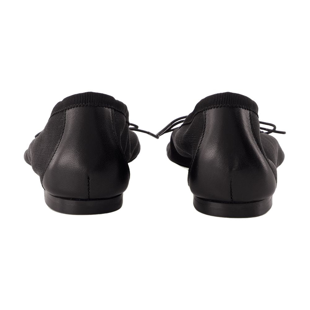 Simone Rocha Mesh and Leather Ballet Flat — Black