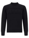 Gucci Logo-Embroidered Knit Sweater — Black