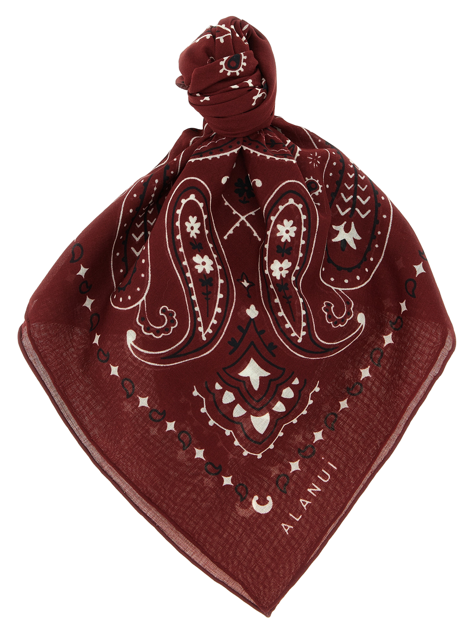 Alanui Paisley-Embroidered Cotton Scarf — Red