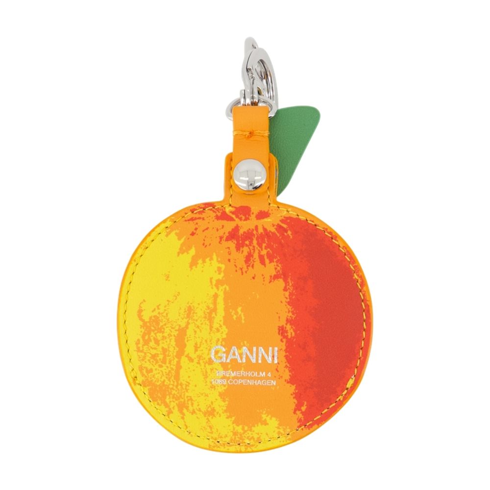 Ganni Leather Apple-Shaped Wallet — Orange
