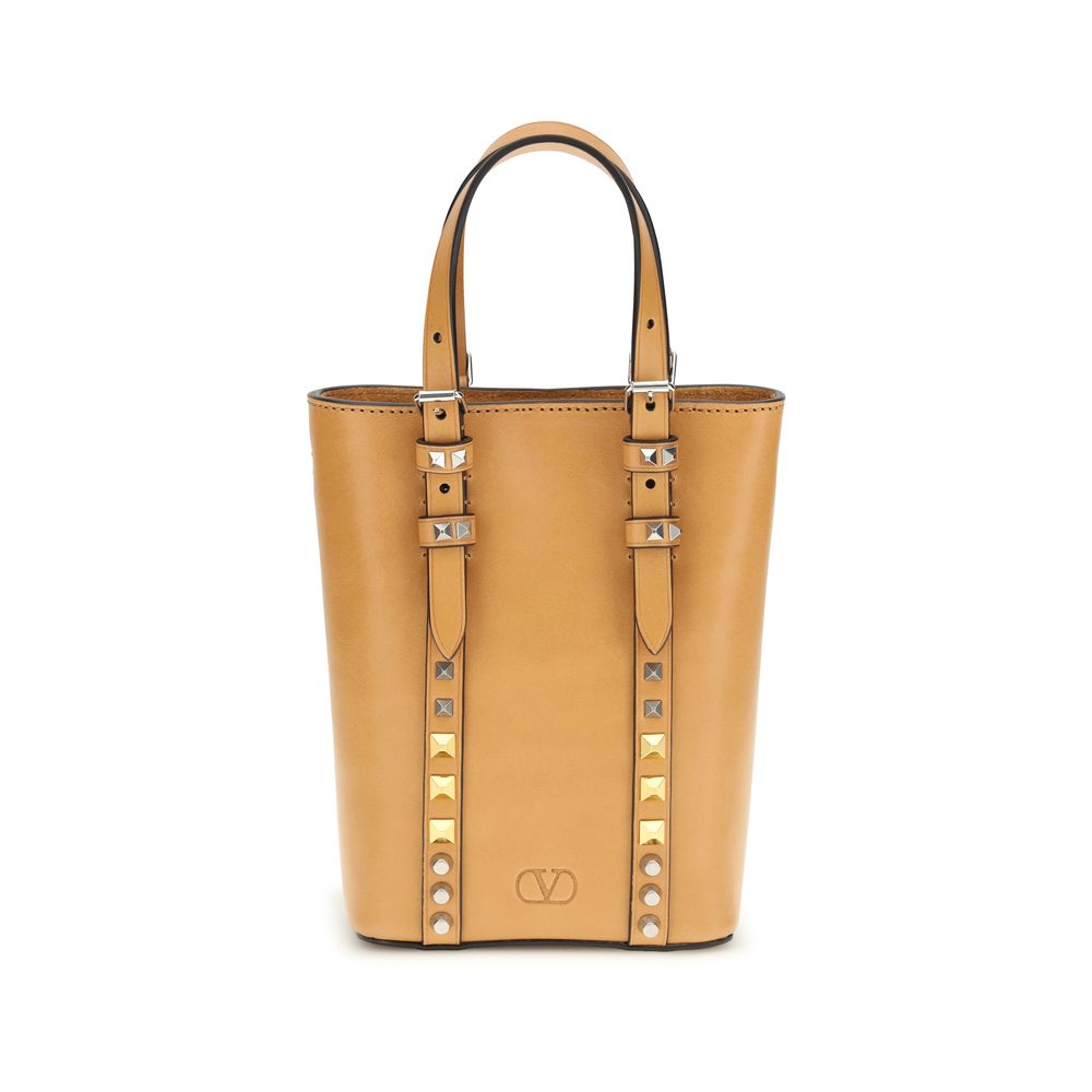 Valentino Garavani Rockstud Shoulder Bag — Beige
