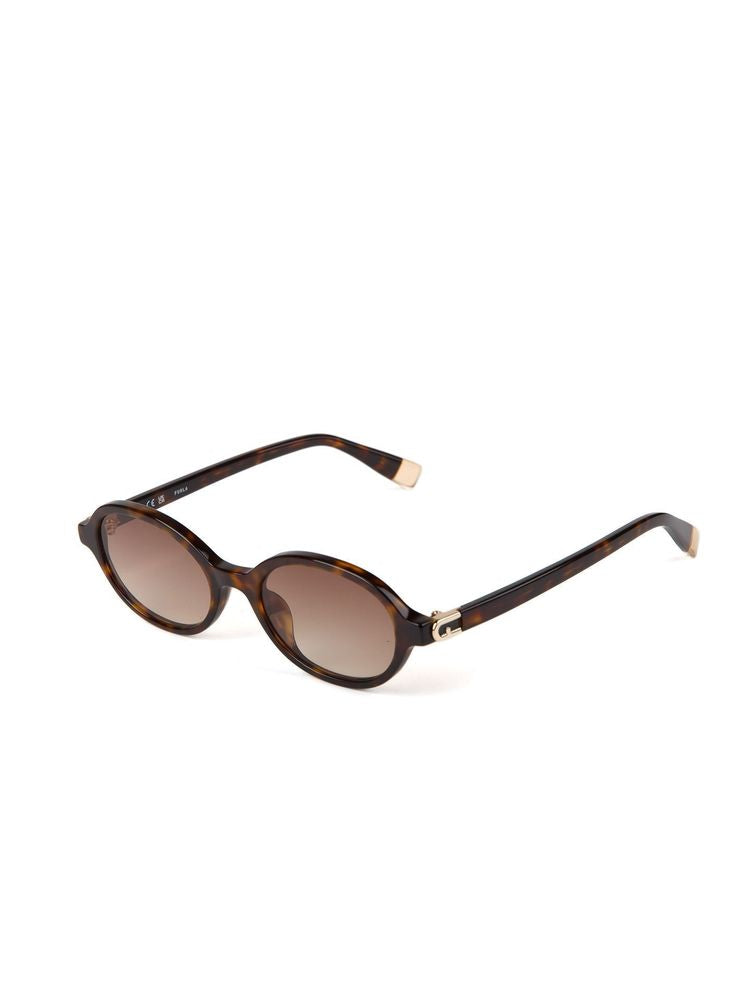 Furla SFU972 Acetate Round Sunglasses — Brown