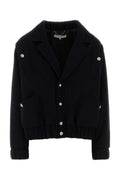 Alessandra Rich Virgin Wool Blend Coat — Black