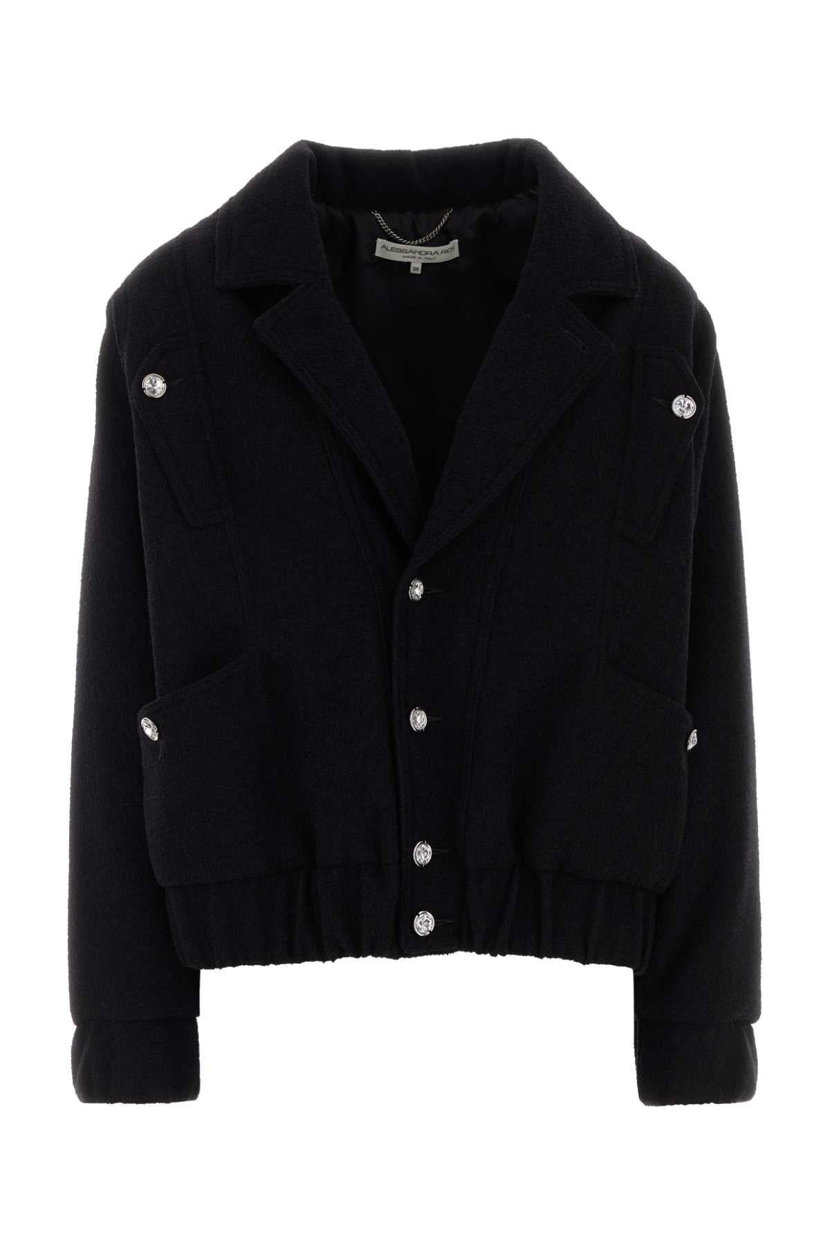 Alessandra Rich Virgin Wool Blend Coat — Black