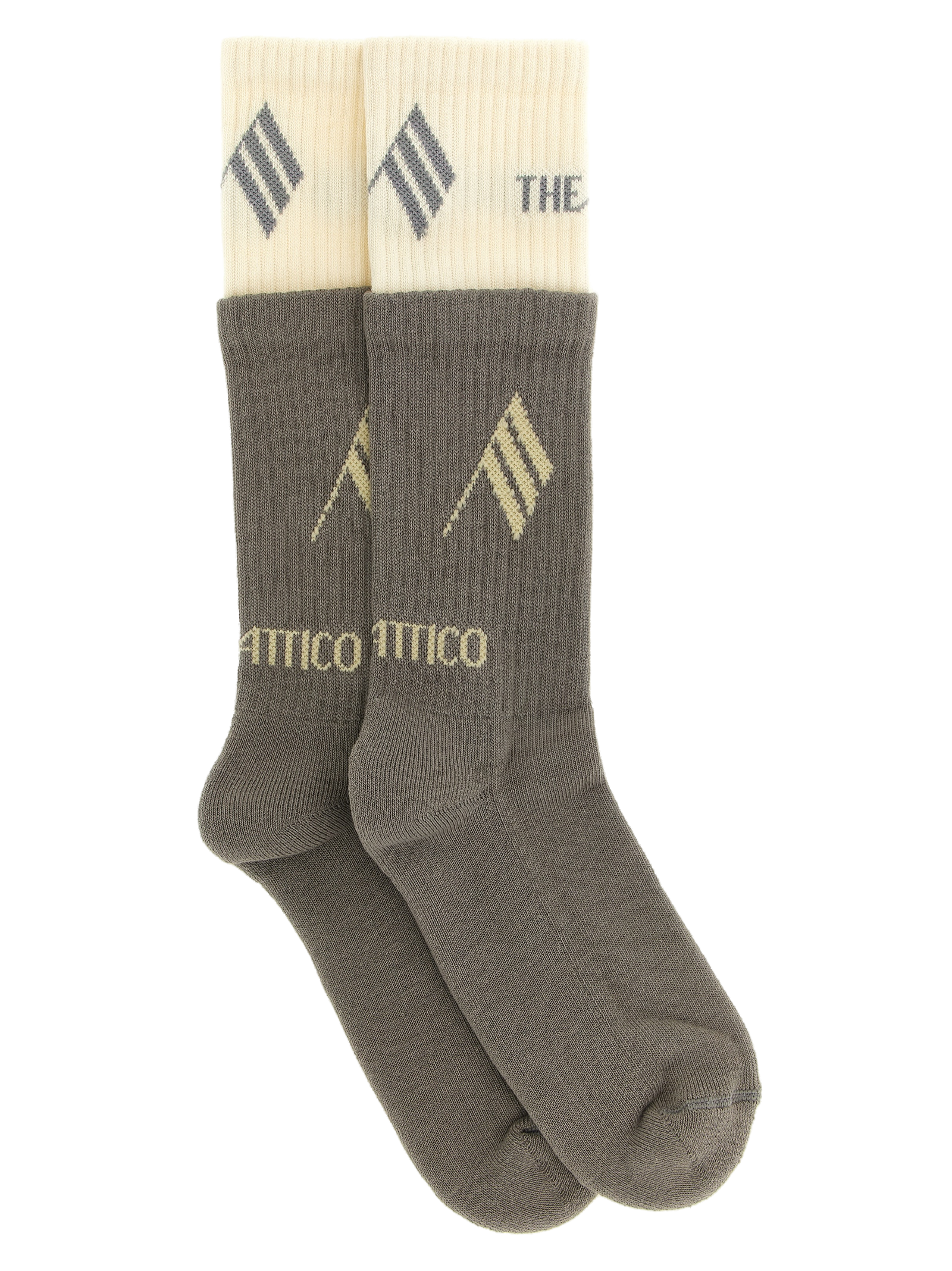 The Attico Logo-Inlaid Ribbed Cotton Socks — Gray