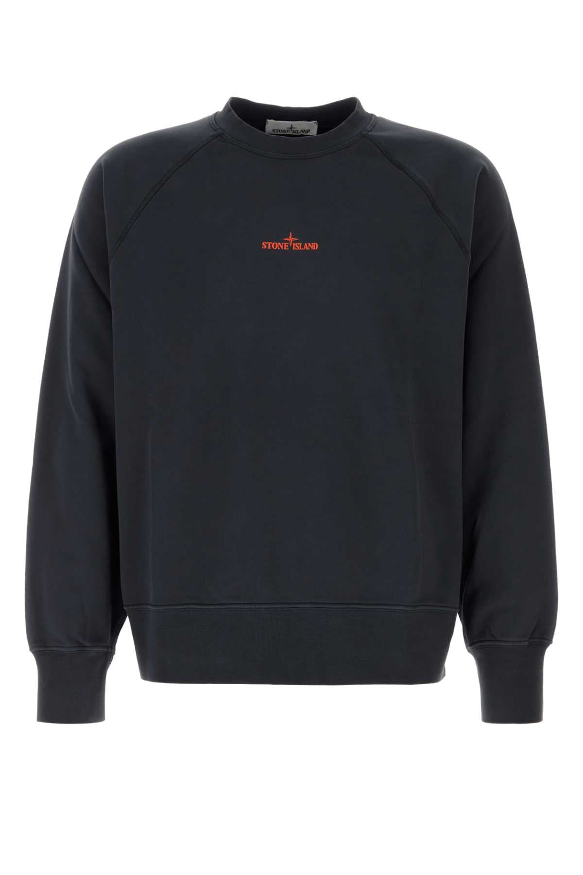 Stone Island Logo-Embroidered Cotton Sweatshirt — Navy