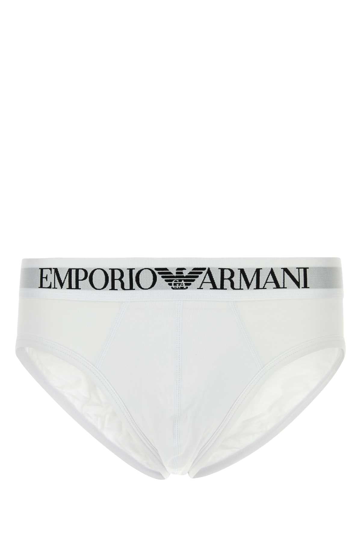 Emporio Armani Cotton-Elastane Briefs — White