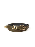 Guess Gold-Buckle Leather Belt — Green