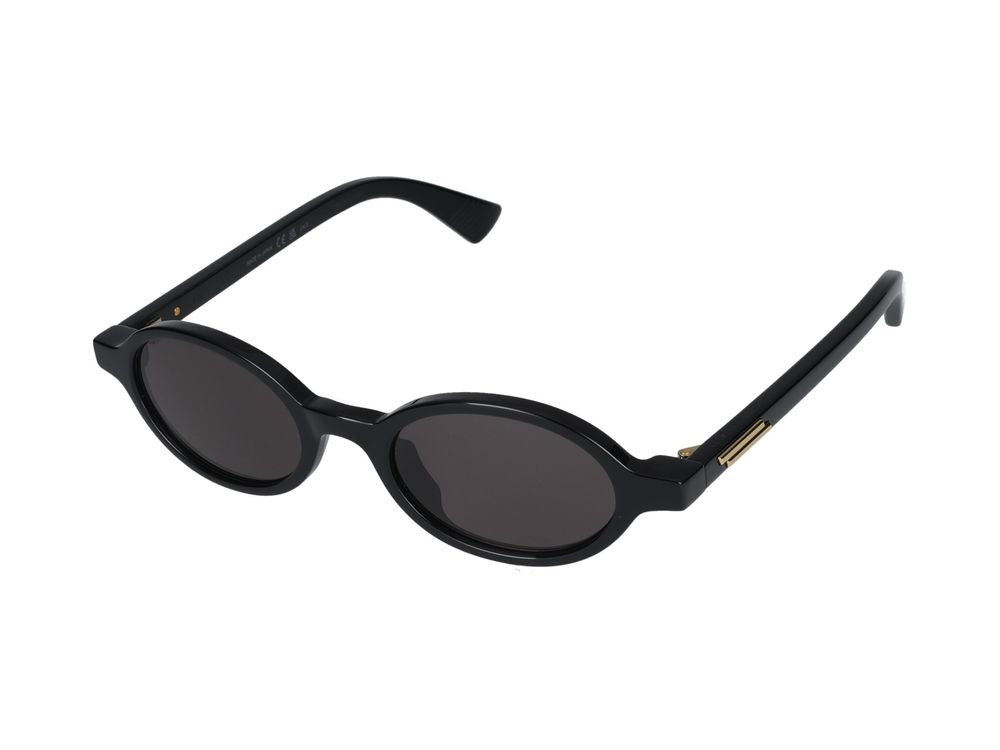 Bottega Veneta BV1388S Oval Acetate Sunglasses — Black