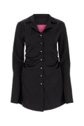 Verguenza Crystal-Embellished Silk Shirt Dress — Black