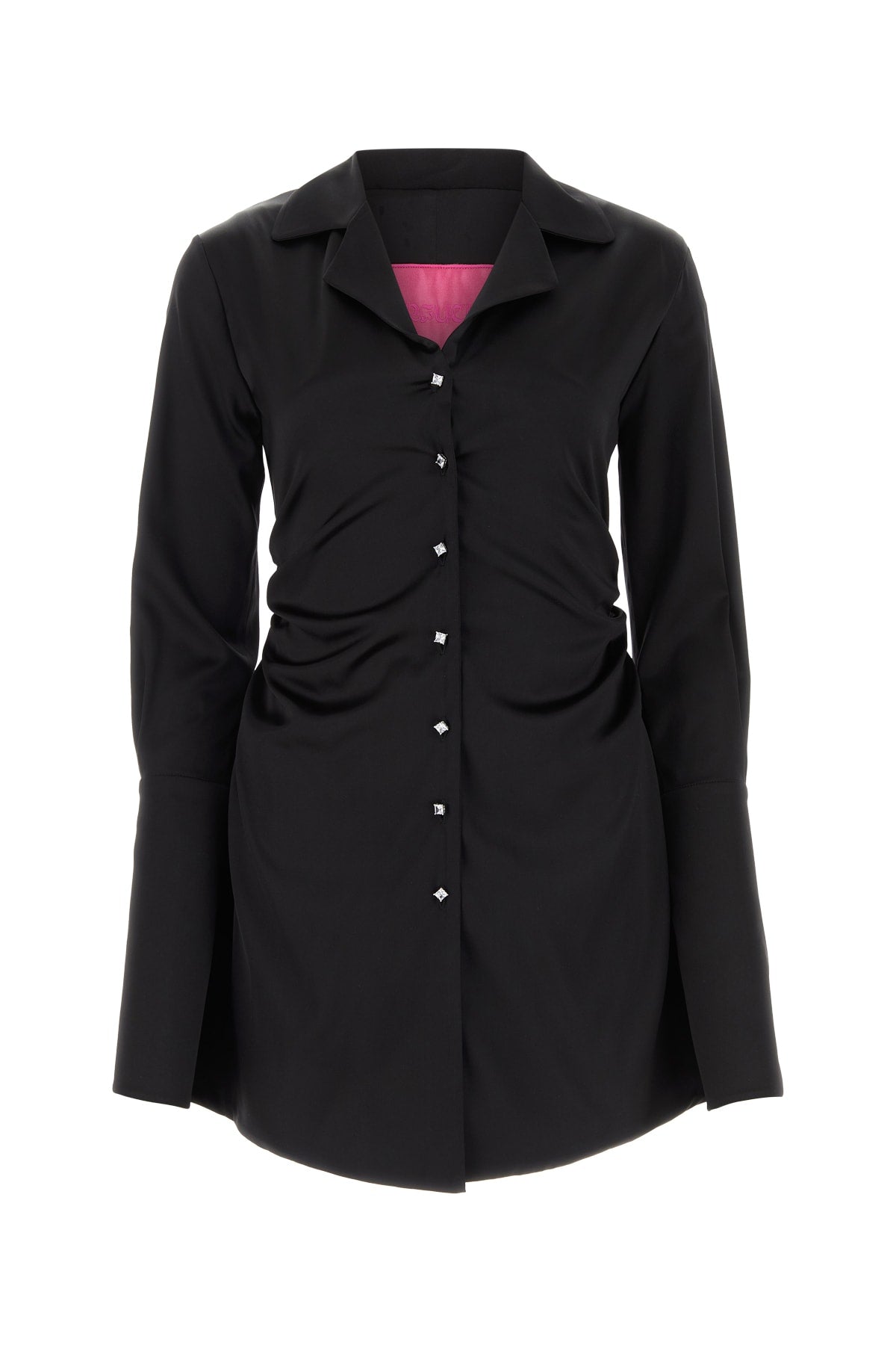 Verguenza Crystal-Embellished Silk Shirt Dress — Black