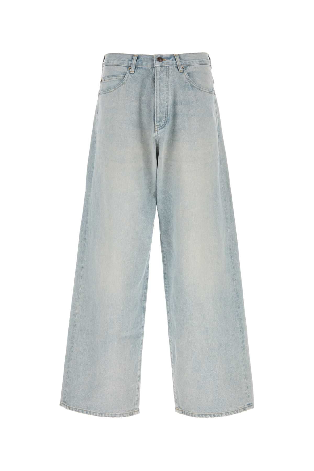 Balenciaga Wide-Leg Cotton Jeans — Blue