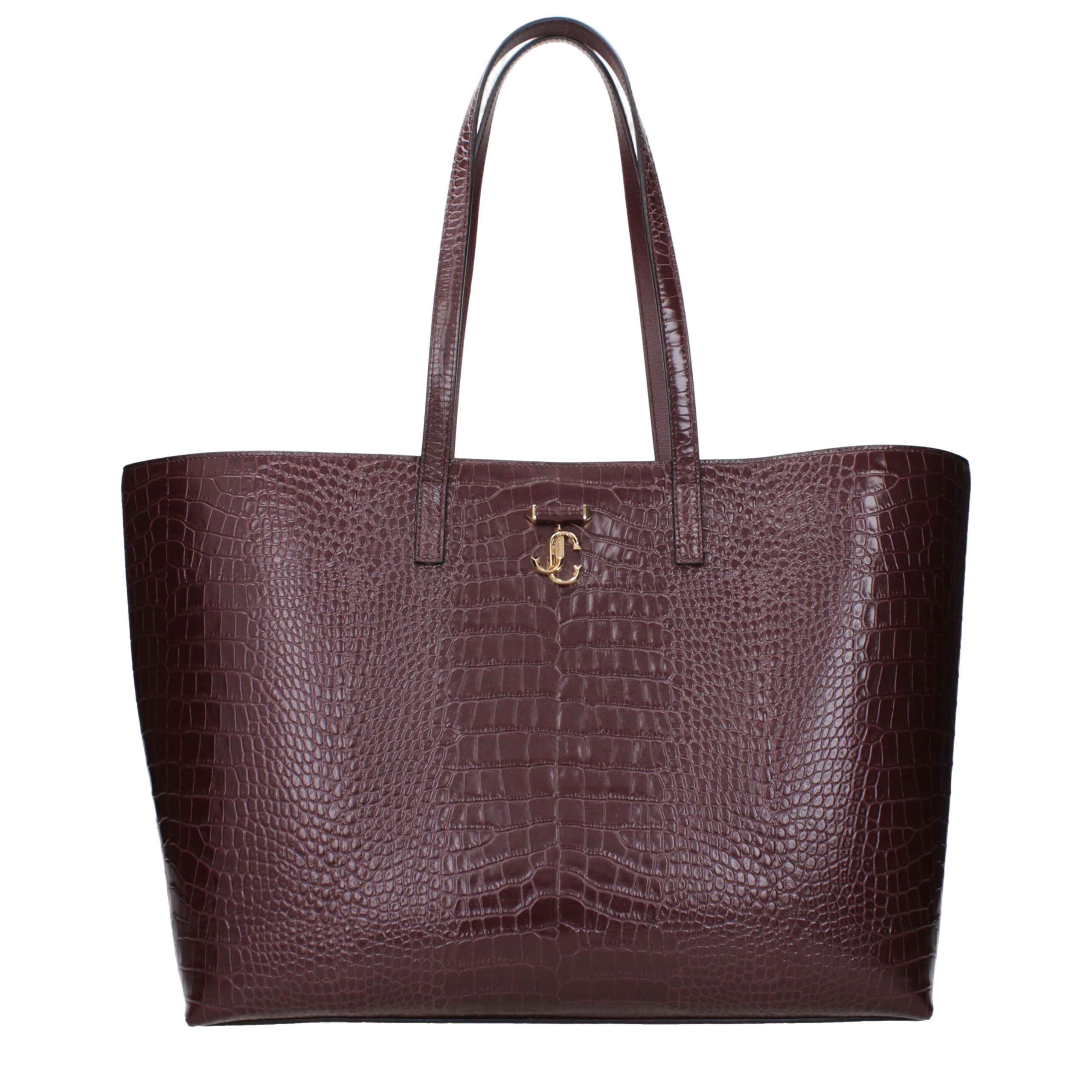 Jimmy Choo Crocodile-Embossed Leather Shoulder Bag — Burgundy
