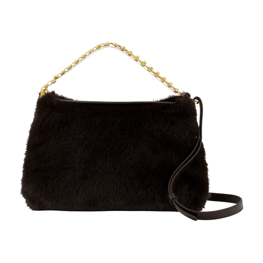 Vanessa Bruno Faux Fur Shoulder Bag — Black