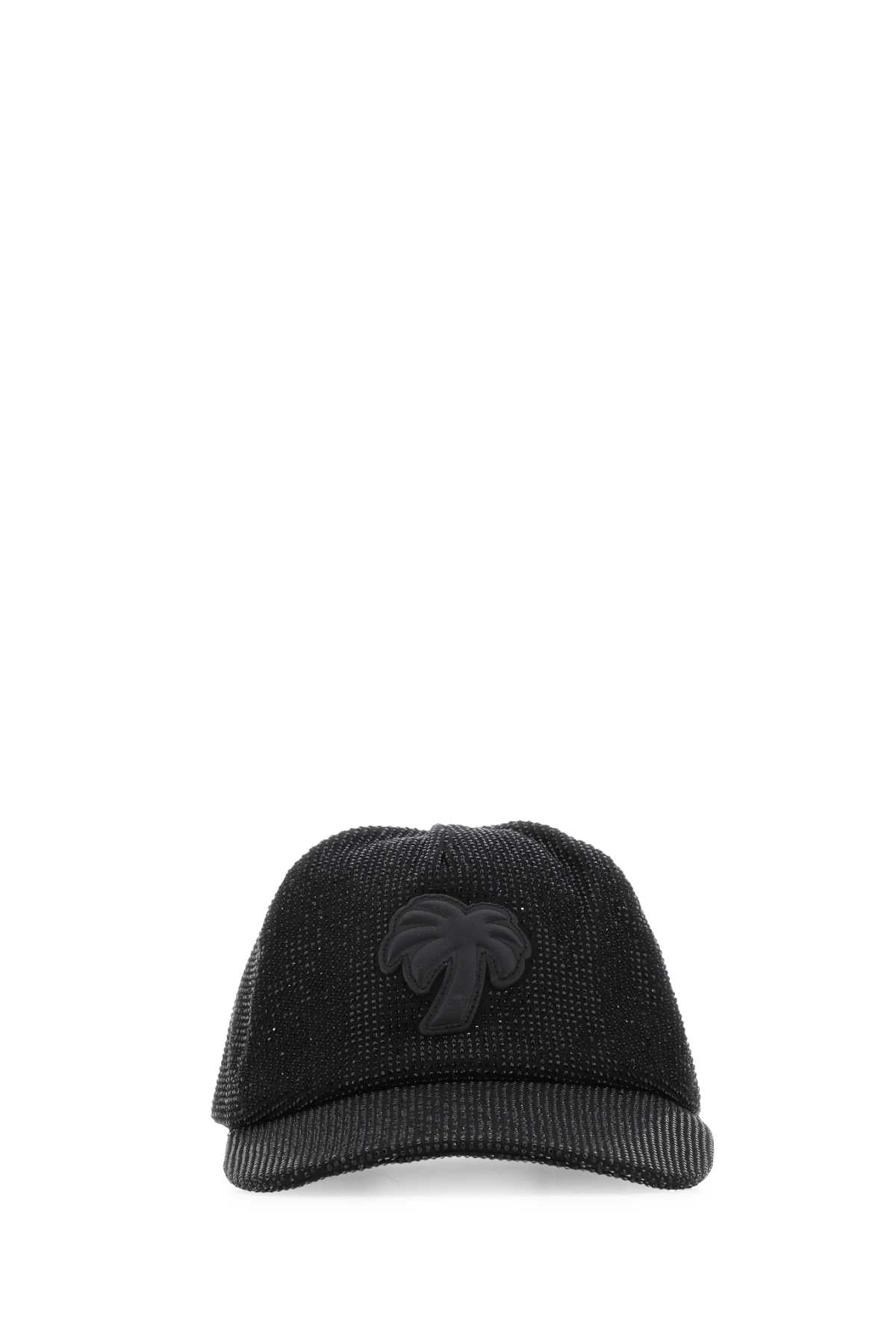 Palm Angels CAPPELLO Embellished Cotton Baseball Cap — Black