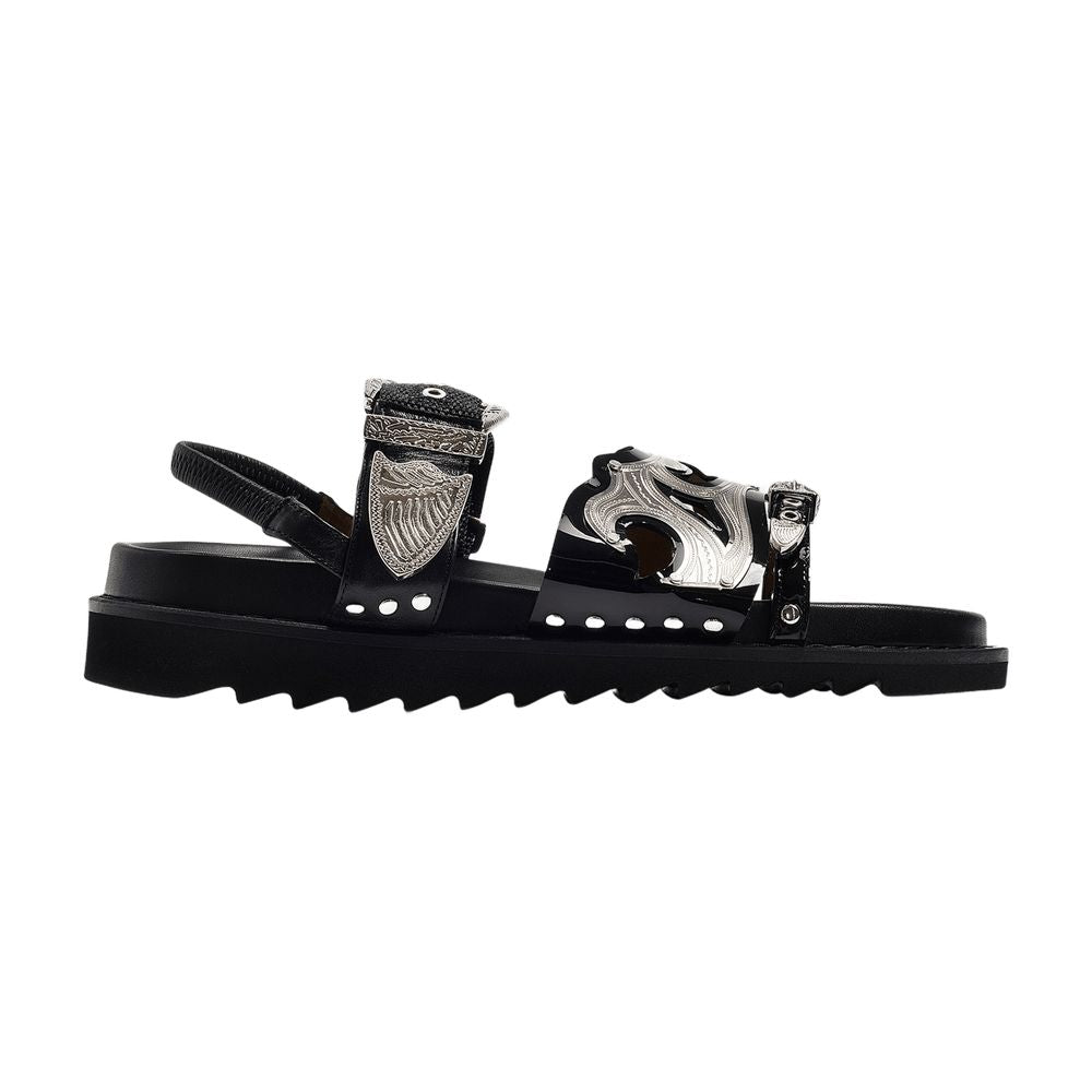 Toga Pulla Metal-Embellished Leather Sandals — Black
