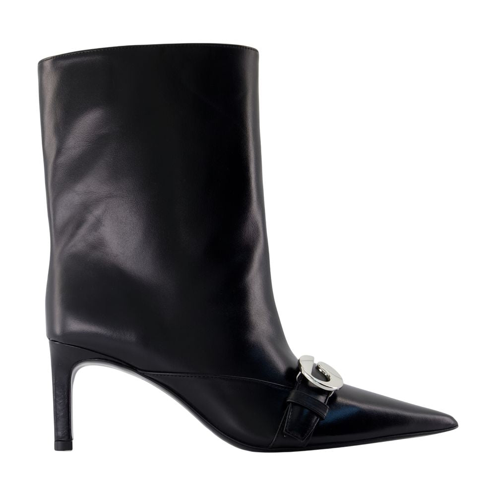 Coperni Leather Heeled with Belt Detail Boot — Black