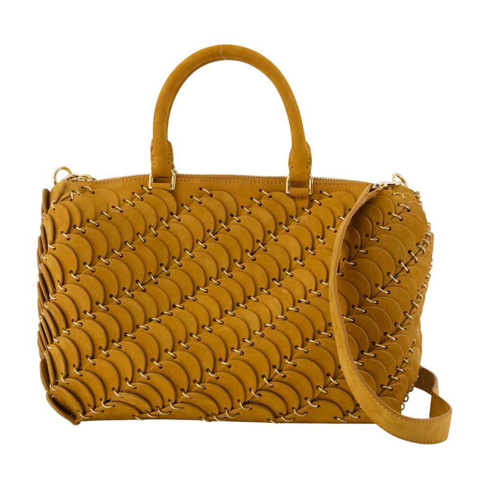 Rabanne Scalloped Quilted Leather Top Handle Bag — Brown