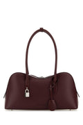 Stella McCartney Curved Leather & Nylon Shoulder Bag — Burgundy