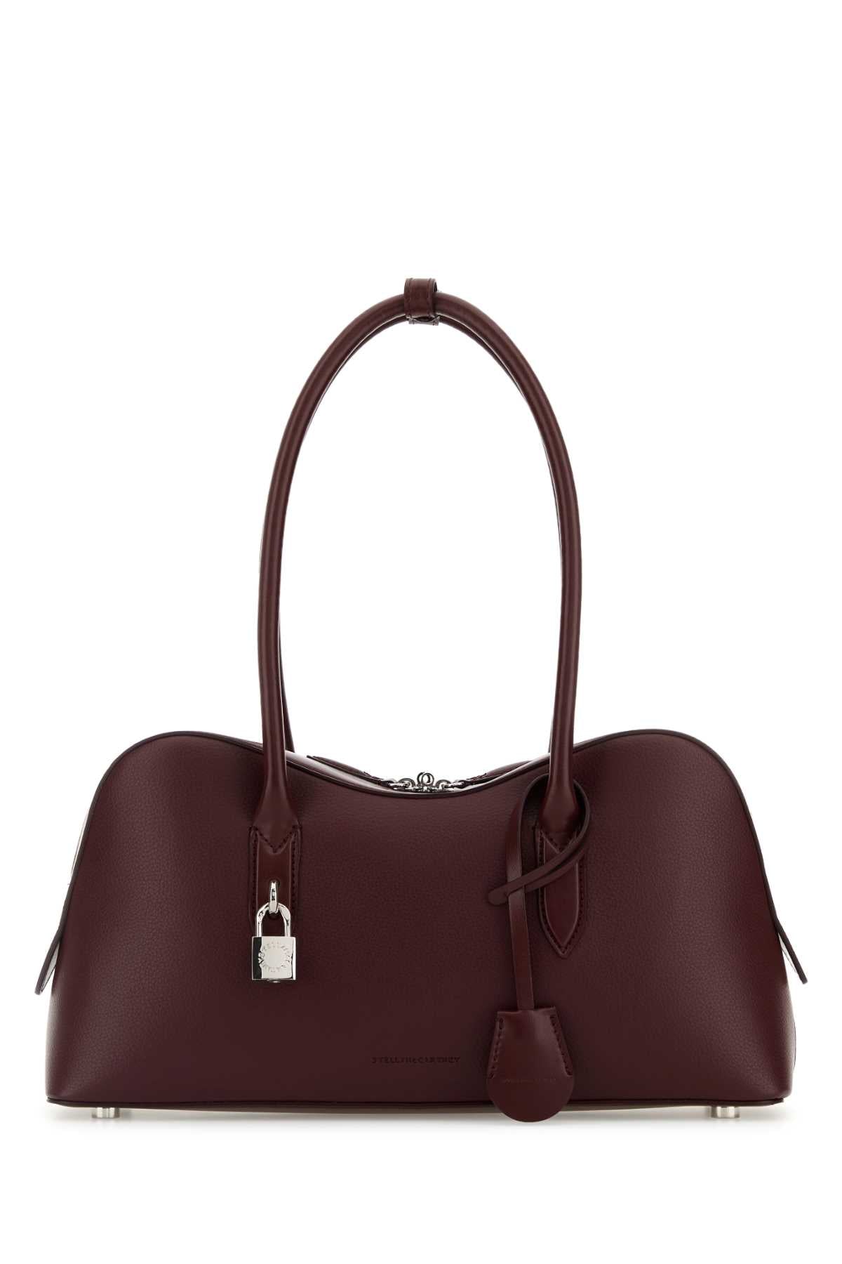 Stella McCartney Curved Leather & Nylon Shoulder Bag — Burgundy