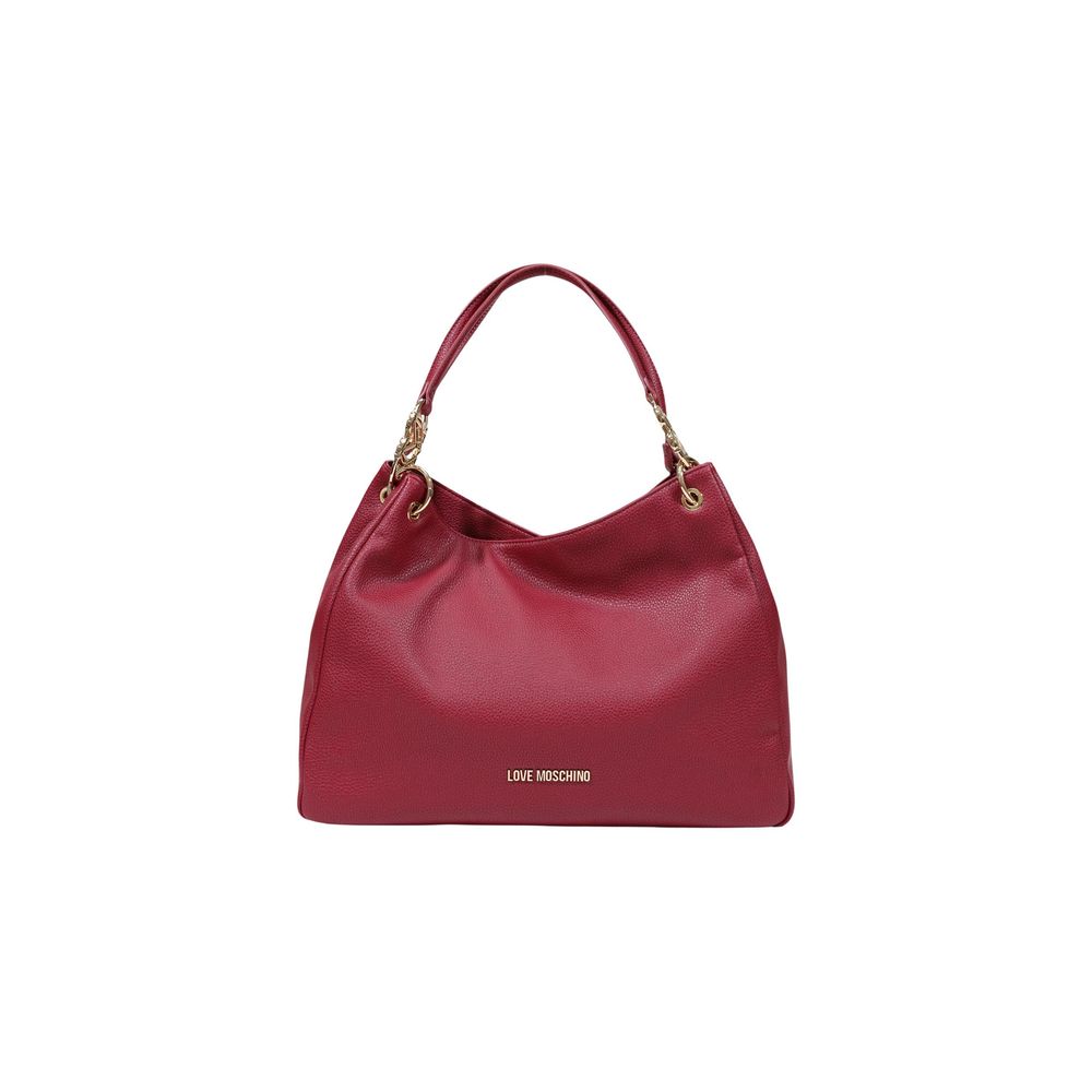 Love Moschino Textured Polyurethane Shoulder Bag — Red