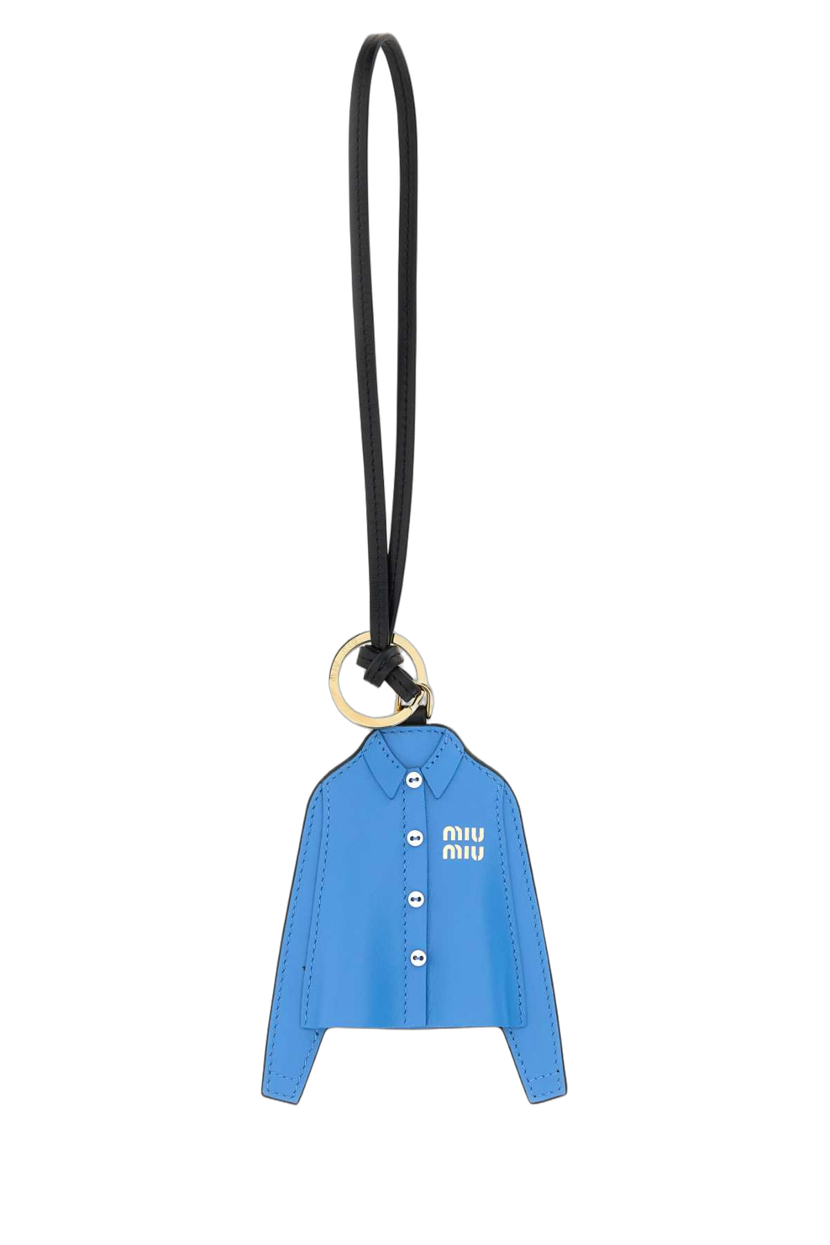 Miu Miu Leather Shirt-Shaped Key Case — Blue