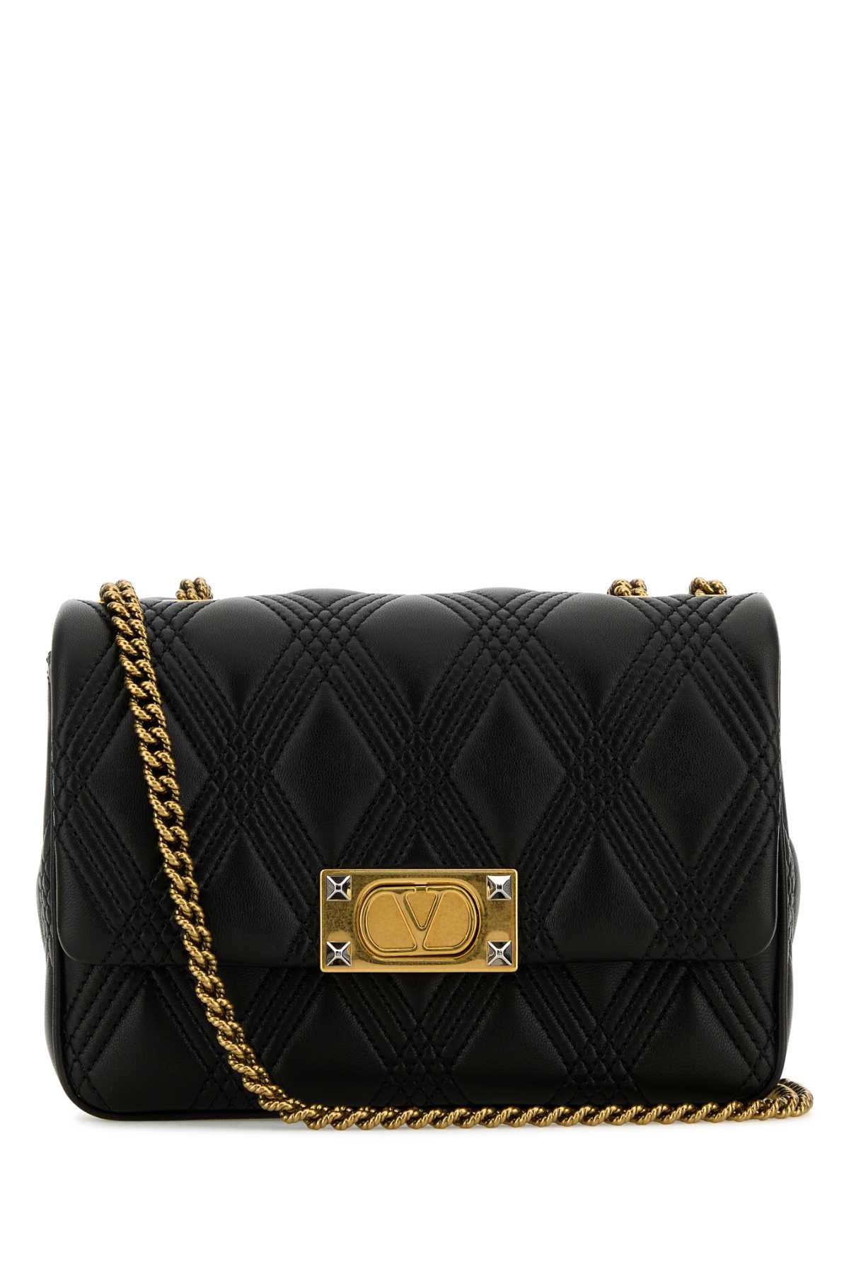 Valentino Garavani Quilted Nappa Leather Shoulder Bag — Black