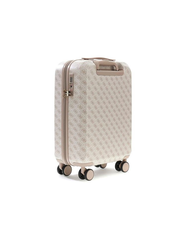 Guess Logo-Patterned Bamboo Suitcase — Beige