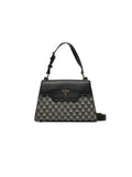 Guess Logo-Patterned Polyurethane Top Handle Bag — Black