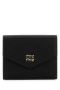 Miu Miu Textured Leather Wallet — Black