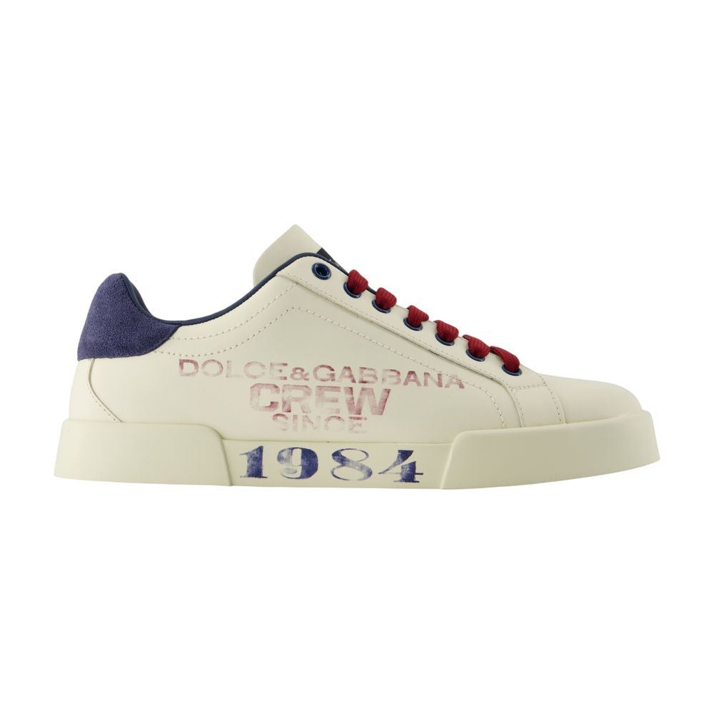 Dolce&Gabbana Leather Low-Top Sneaker — White