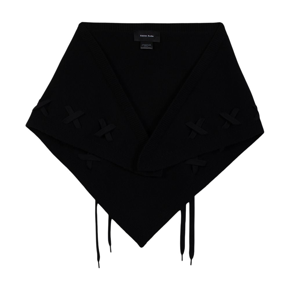 Simone Rocha Merino Wool Lace-Up Scarf — Black