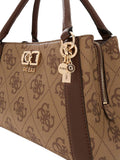 Guess Logo-Print Polyurethane Satchel Bag — Brown
