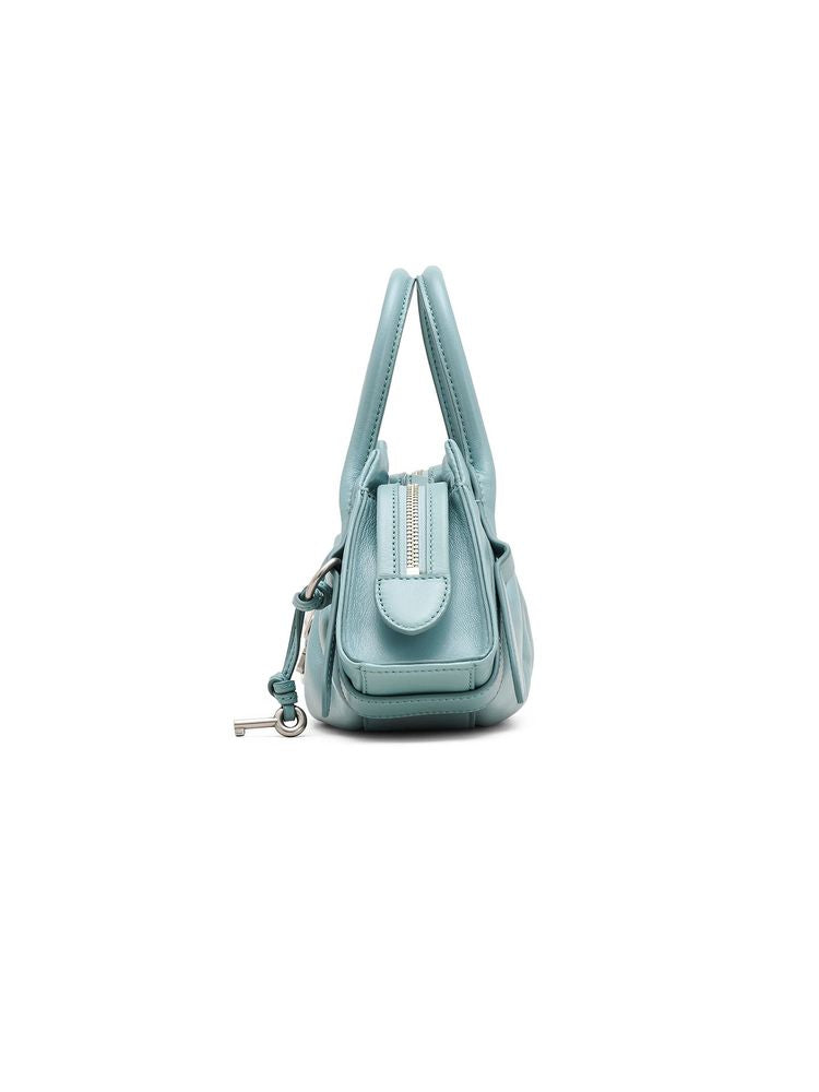 Marc Jacobs Calf Leather Satchel Shoulder Bag — Blue
