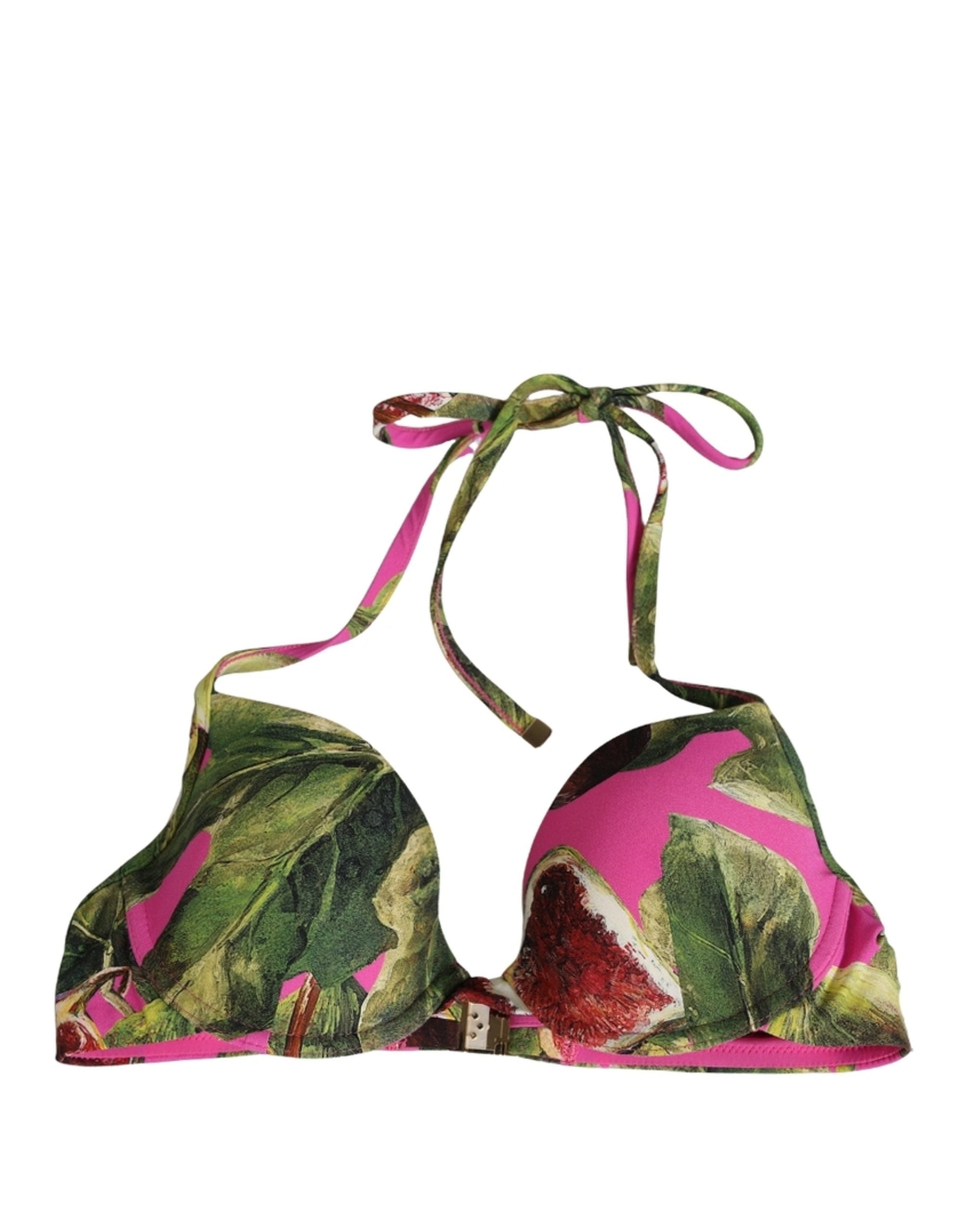 Dolce & Gabbana Fig Print Push-Up Bikini Top — Pink