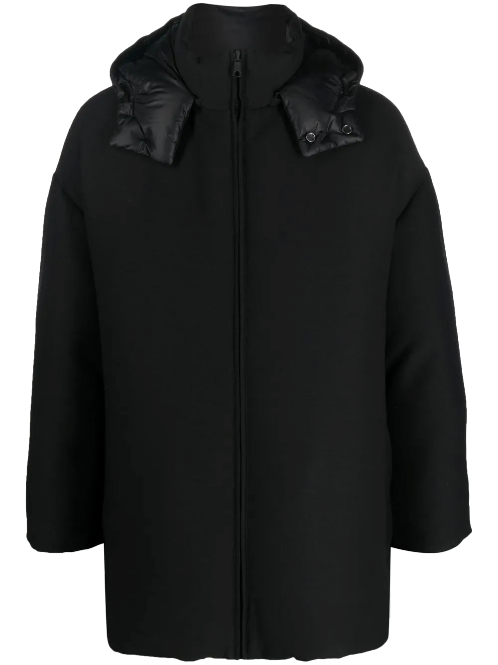 Valentino Virgin Wool-Silk Hooded Coat — Black