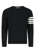 Thom Browne Striped Virgin Wool Sweater — Black