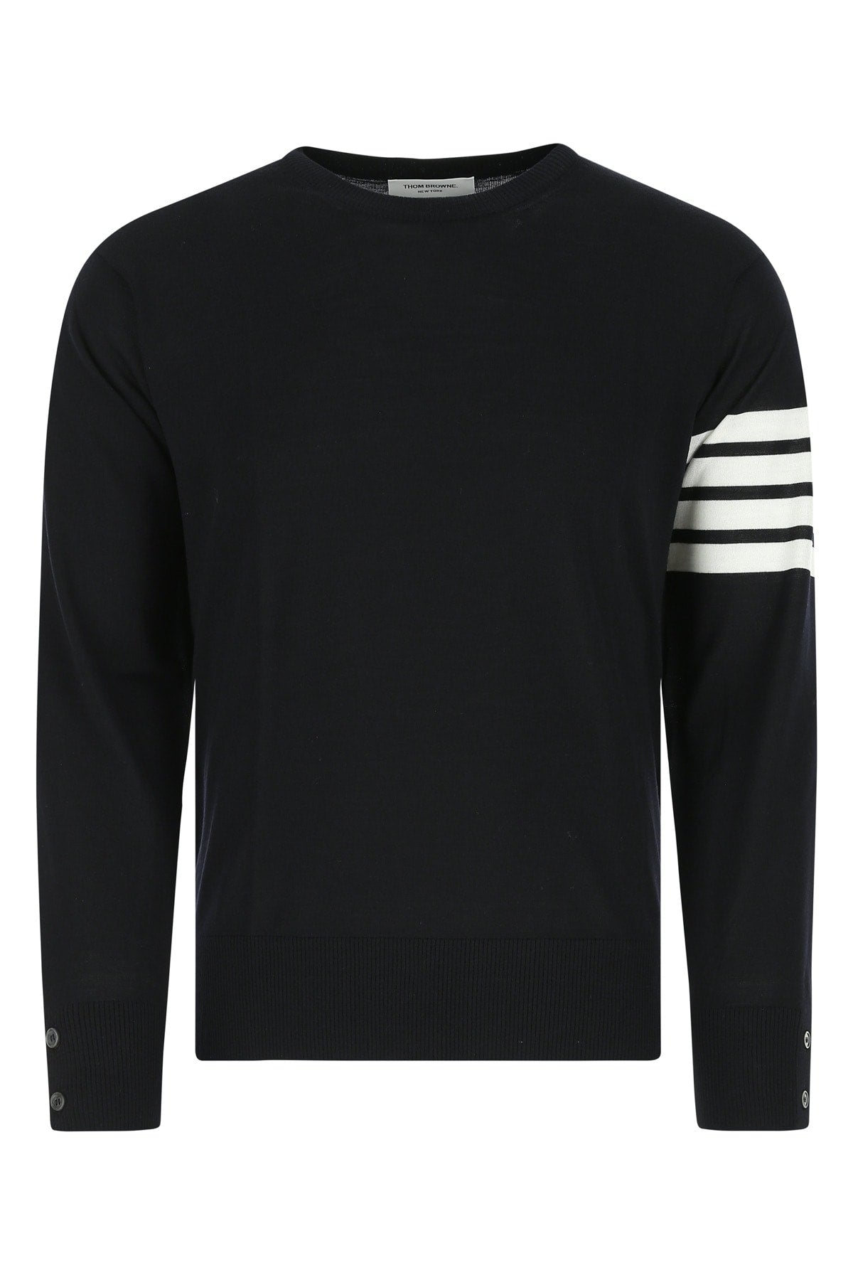 Thom Browne Striped Virgin Wool Sweater — Black