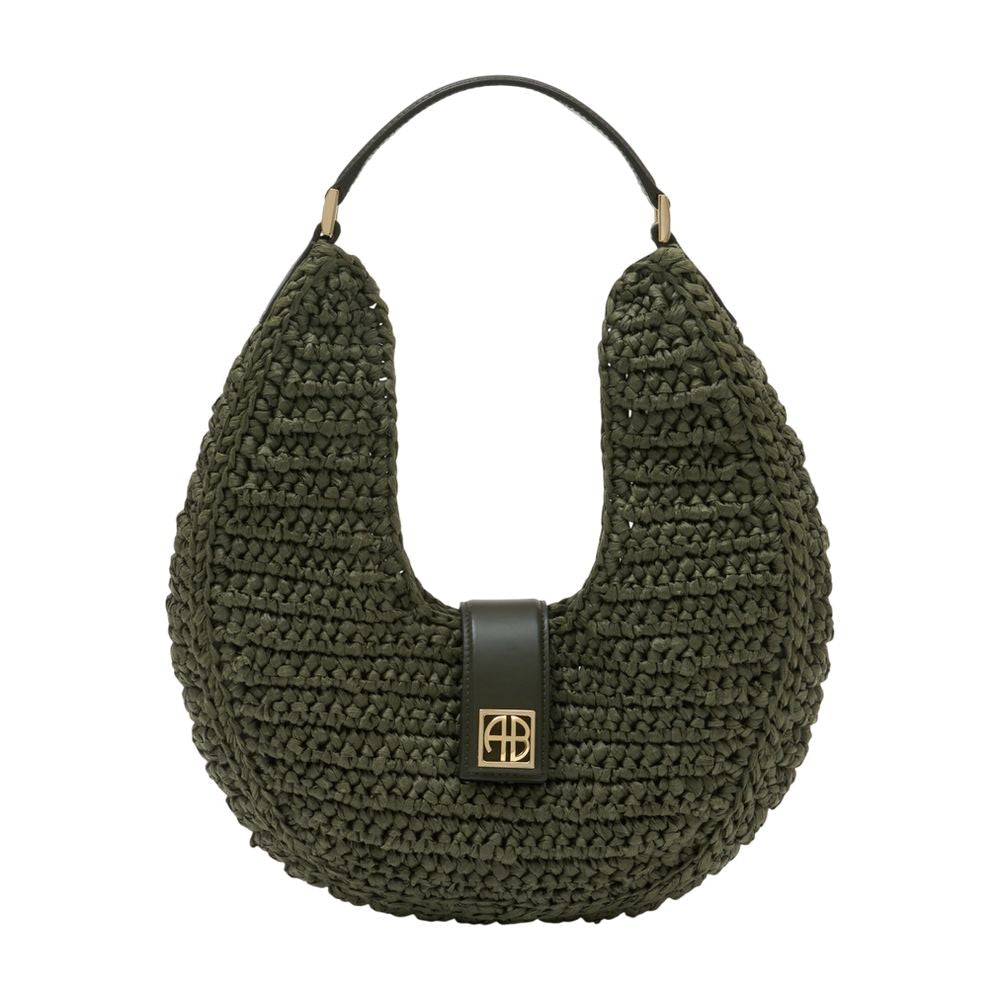 Anine Bing Crocheted Cotton Shoulder Bag — Green
