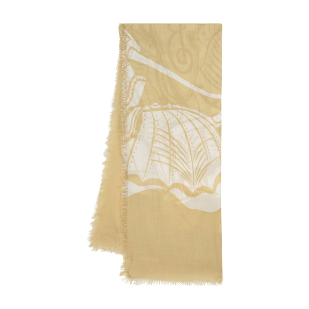 Burberry Wool with Shell Embroidered Detail Scarf — Beige