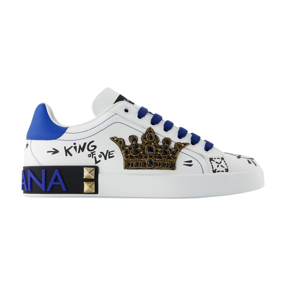 Dolce&Gabbana Embellished Calfskin Sneaker — White