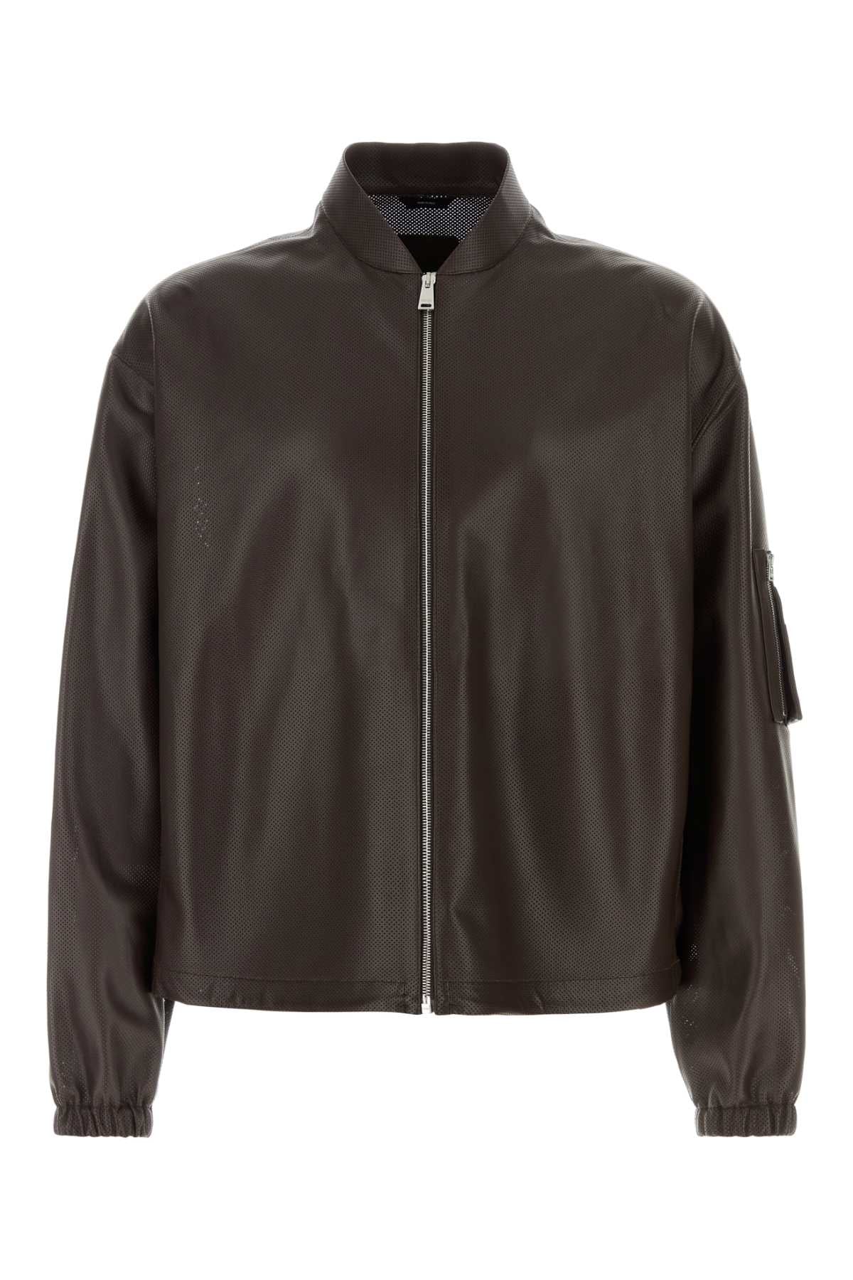 Fendi Micro Bomber Jacket — Brown