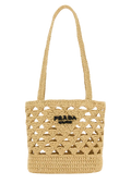 Prada Woven Straw Shoulder Bag — Beige