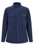 Brunello Cucinelli Corduroy Western Shirt — Navy