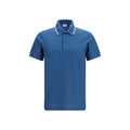 Burberry Check-Trim Cotton Polo Shirt — Blue