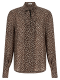 Brunello Cucinelli Polka-Dot Silk Blouse — Brown