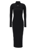 Off-White Cut-Out Ribbed Cotton Bodysuit — Black